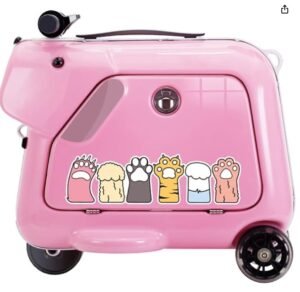 RNQZ Children's Ride-On Travel Suitcase with Music,Kids Lightweight Ride-On Travel Suitcase with Flash Wheels