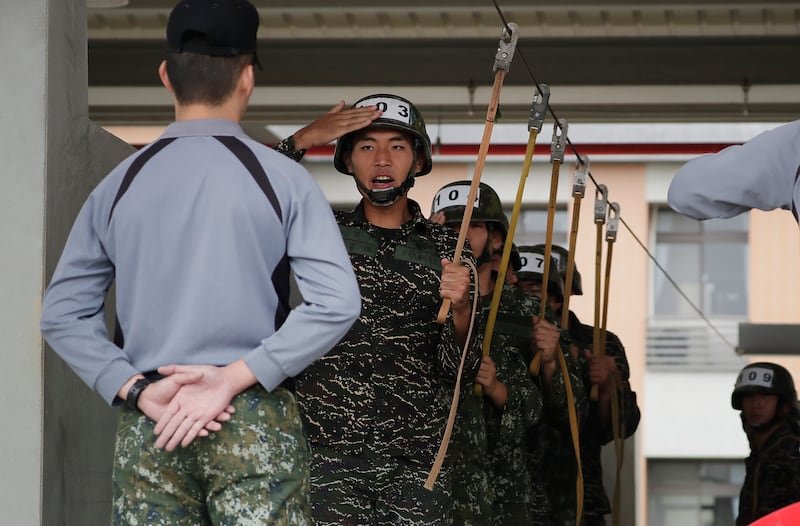 Taiwan Army’s paratroopers receive parachute training (Chiang Ying-ying/AP)