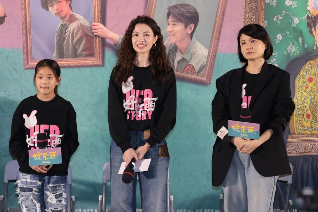 BEIJING, CHINA - NOVEMBER 18: (L-R) Actress Zeng Mumei, actress Elaine Zhong Chuxi and director Shao Yihui attend the premiere of film 'Her Story' on November 18, 2024 in Beijing, China. (Photo by VCG/VCG via Getty Images)