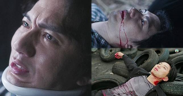 袁偉豪《刑偵12》中的死狀，與《反黑》中的受重傷狀態完美呼應。（無綫提供圖片）