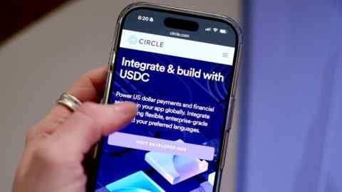 Circle website on a smartphone being held