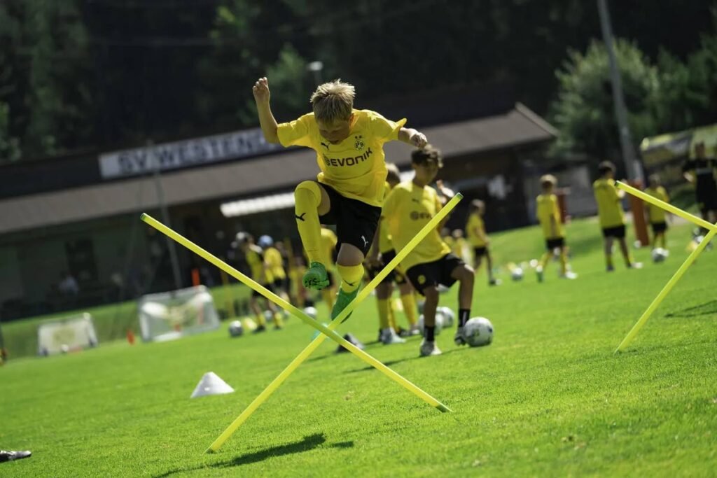 Young footballers go through training drills at one of Borussia Dortmund’s international training camps. - Photo courtesy Genero Communications Ltd