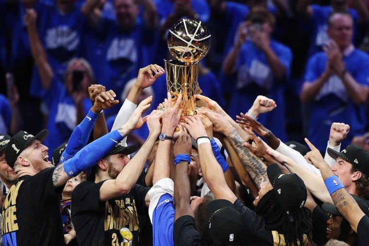 The Oklahoma City Thunder celebrate after defeating the Indiana Pacers 103-91 in Game Seven of the 2025 NBA Finals at Paycom Center on June 22, 2025 in Oklahoma City, Oklahoma.