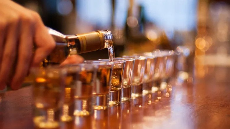 Multiple shots being poured
