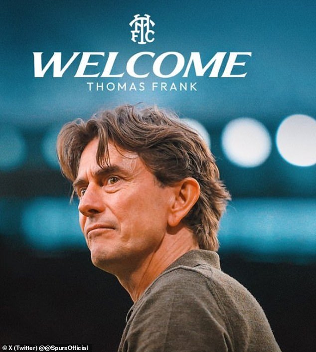 Thomas Frank (pictured) was appointed as Tottenham's new manager on Thursday evening