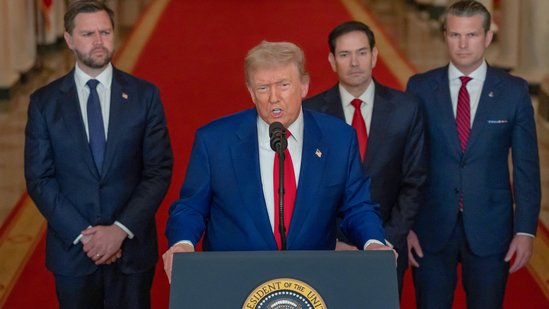 US President Donald Trump delivers an address to the nation following strikes on Iran's nuclear facilities.(Reuters)