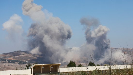 Smoke billows from the Nabatieh district, following Israeli strikes, as seen from Marjayoun, in southern Lebanon on June 27, 2025. (File/REUTERS)