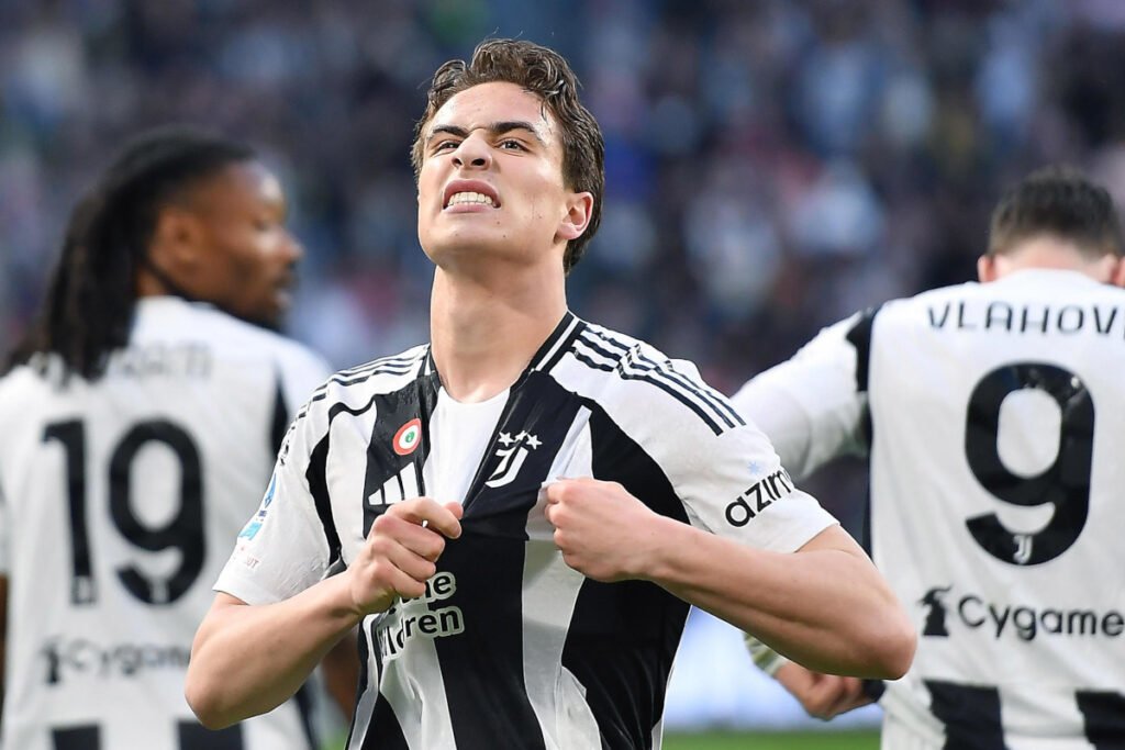 epa11997437 Juventus's Kenan Yldiz celebrates scoring the 1-0 opening goal during the Italian Serie A soccer match between Juventus FC and CFC Genoa, in Juventus, Italy, 29 March 2025. EPA-EFE/Alessandro Di Marco