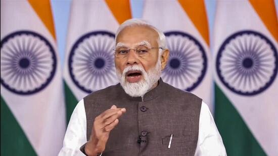 Prime Minister Narendra Modi speaks as he delivers a message for the ‘International Conference on Disaster Resilient Infrastructure 2025’. (PTI)