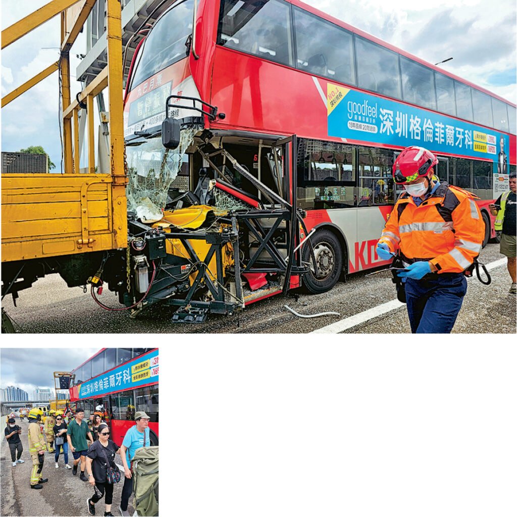 巴士西九公路撞工程車 兩人送院 - 20250627 - 港聞 - 每日明報