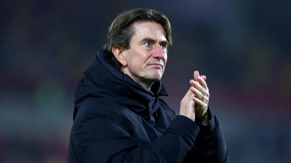 Frank has half of his body out the exit door at Brentford
