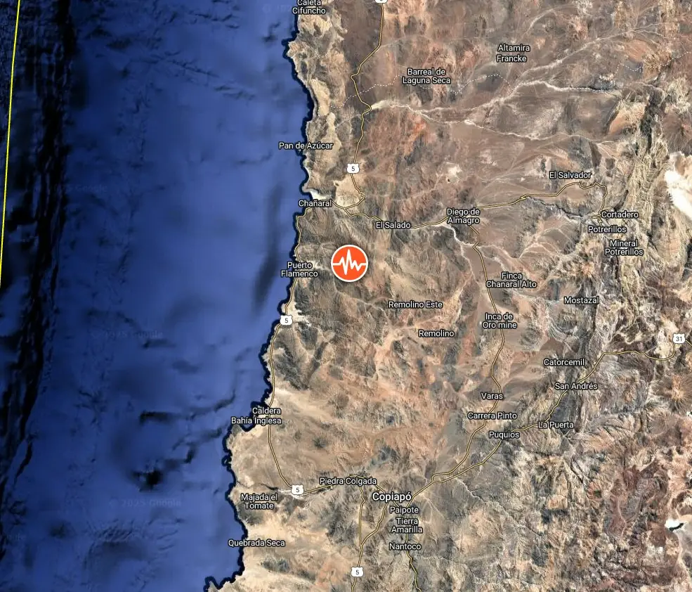 epicenter of m6.4 earthquake in atacama chile june 6 2025 location map bg