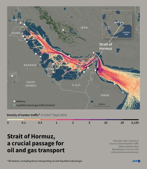 Map of the Persian Gulf and Strait of Hormuz