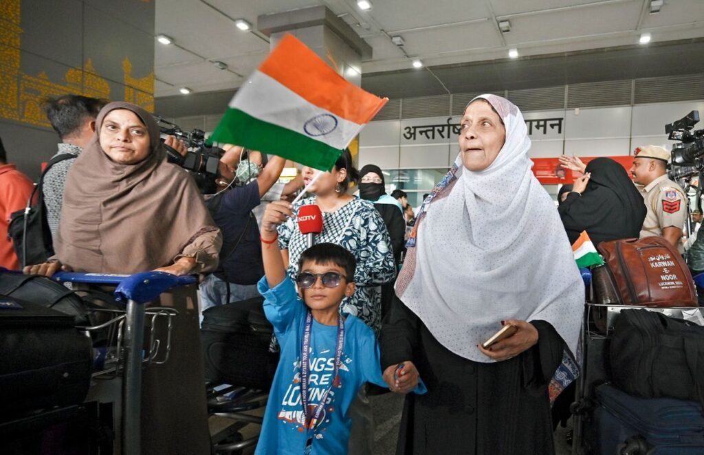 Indian nationals evacuated from Iran arrive at Delhi airport under Operation Sindhu, from Iran amid conflict with Israel on June 22, 2025.