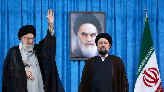 File image: Ayatollah Ruhollah Khomeini's grandson, Hassan Khomeini stands next to Iran's Supreme Leader Ayatollah Ali Khamenei (REUTERS)