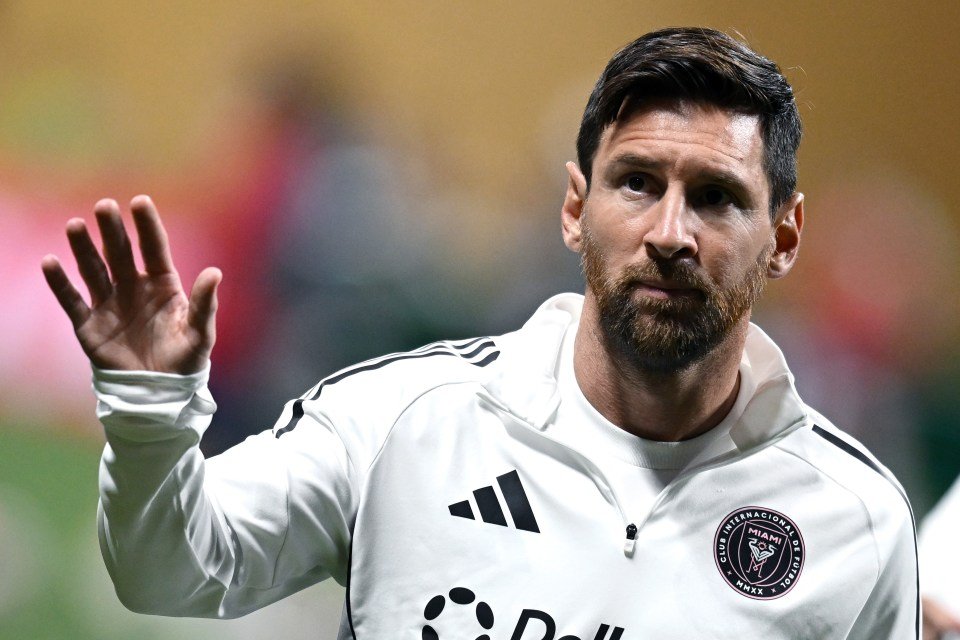 Lionel Messi in Inter Miami CF warm-up jacket.