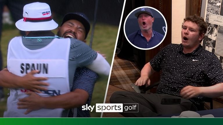 JJ SPAUN WINNING PUTT CELEBRATIONS