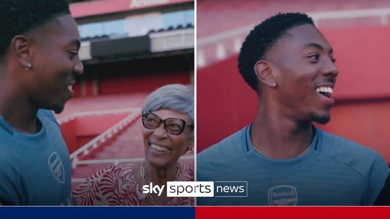 Arsenal's Myles Lewis-Skelly is surprised with friends and family after new contract announcement. Pictures courtesy of Arsenal.