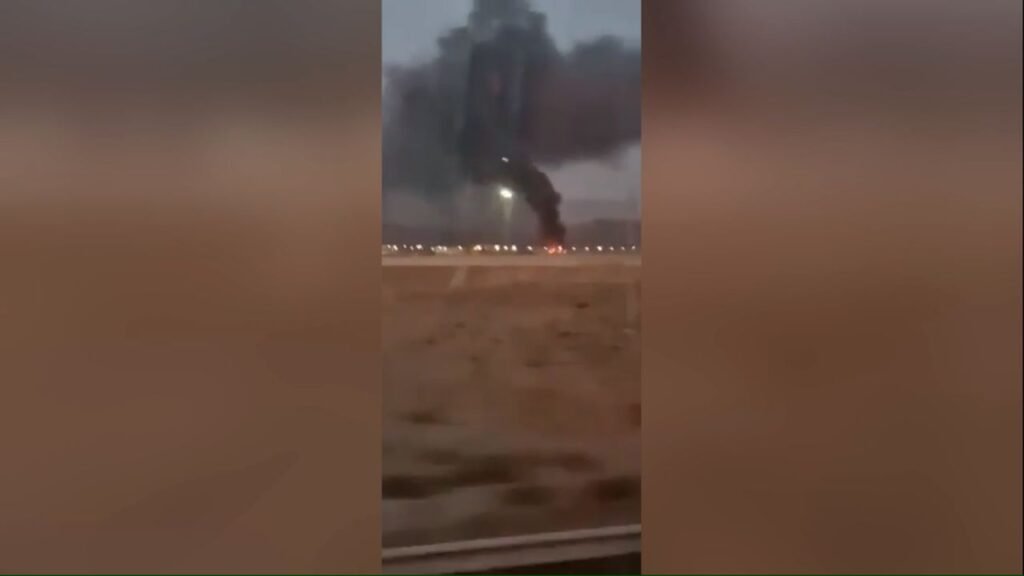 This screengrab from a video geolocated by CNN shows smoke rising from the direction of the Natanz nuclear facility in central Iran, about 260 km south of Tehran.