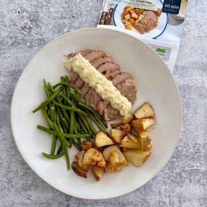 suvie meal pork potatoes vegetable