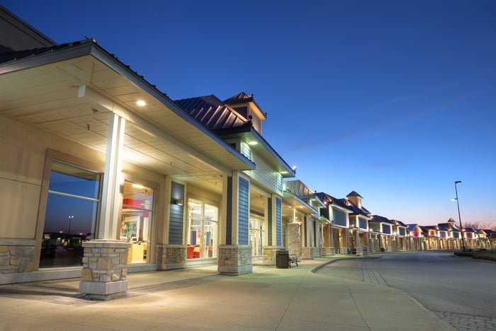 A storefront at a commercial property.