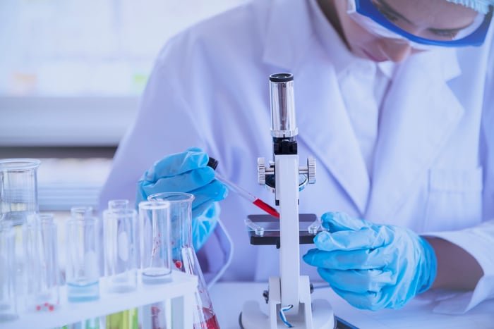 A person working in a science laboratory.