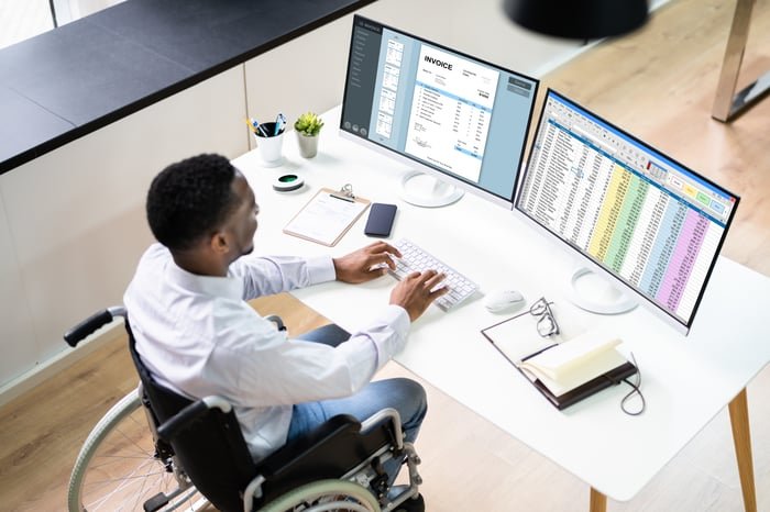 Person working on a computer.