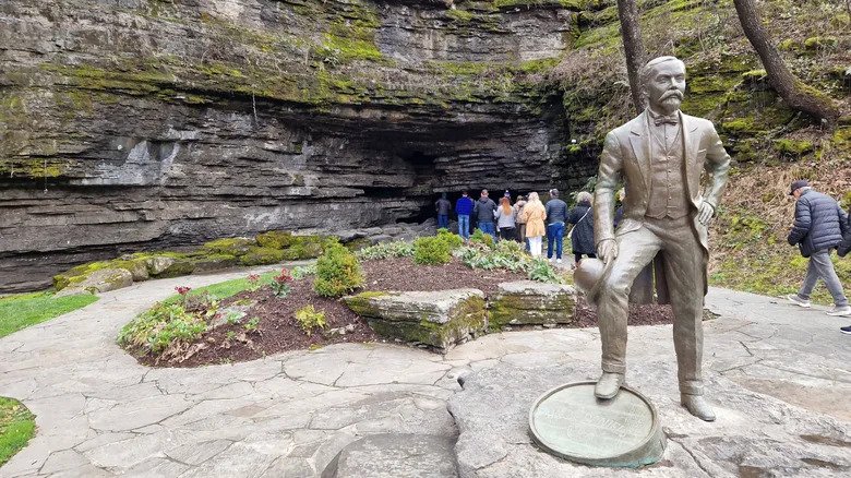 A statue of Jack Daniels, outside of Cave Springs Hollow on the Jack Daniels Distillery property