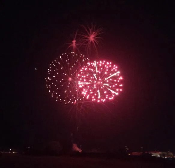 Fireworks were synchronized to patriotic music at the 2023 July 4th Family Picnic and Fireworks Show.