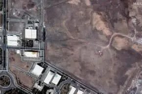 A satellite image shows airstrike craters covered with dirt at the Natanz Enrichment Facility, following U.S. airstrikes amid the Iran-Israel conflict, in Natanz County, Iran, June 24, 2025. (photo credit: Maxar Technologies/Handout via REUTERS ATTENTION EDITORS )