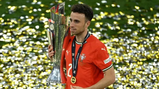 Jota with the Uefa Nations League trophy last month