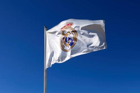 A detailed view of a Real Madrid flag