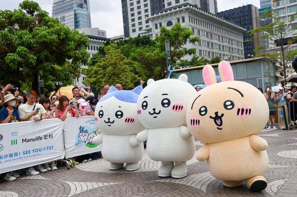 Three of the main characters in the series are Hachiware (left), Chiikawa and Usagi. Photo: Dickson Lee