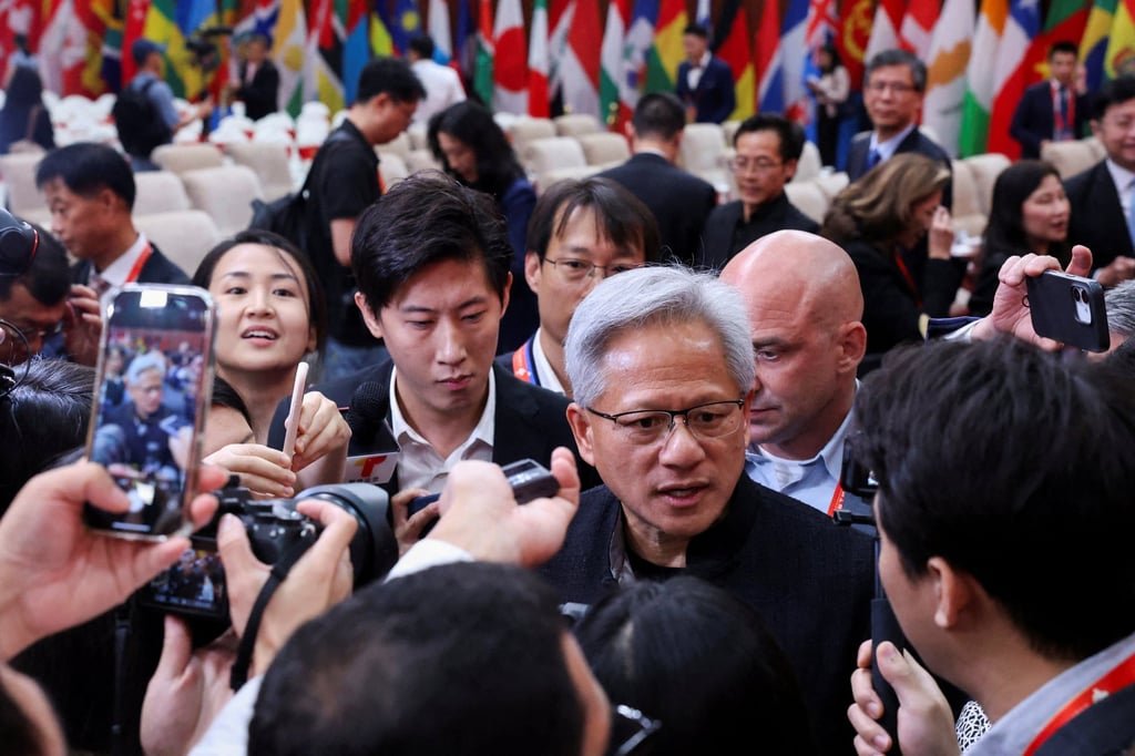 Nvidia CEO Jensen Huang attends the China International Supply Chain Expo in Beijing earlier this month. Photo: Reuters