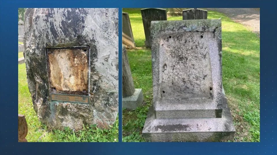 Gravestone of American biographer from 1800s among those vandalized in Mass. town