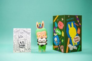 A close look at the Labubu x Panda Twins.