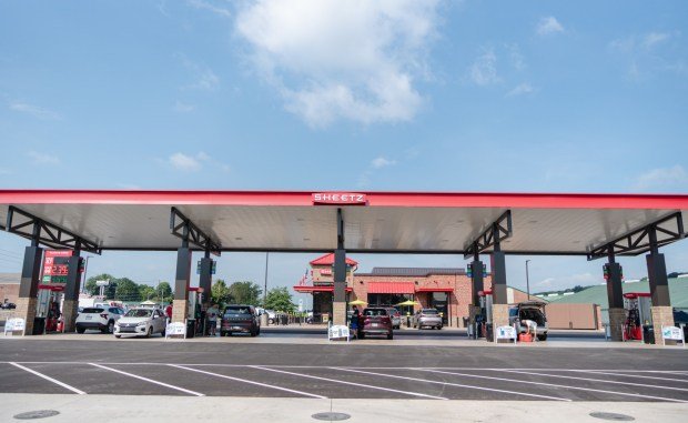 Within minutes of opening people began filling up their tanks at the reopen Sheetz on Route 61 near Schuylkill Haven, Friday, July 25, 2025. (MATTHEW PERSCHALL/MULTIMEDIA EDITOR)