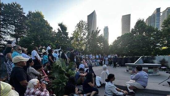 The gathering at the Toronto memorial to pay homage to the victims of Air India flight 182, the Kanishka. (Supplied photo)