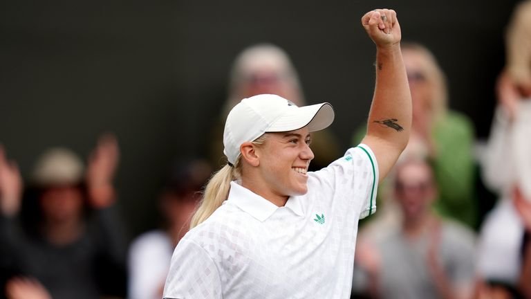 Sonay Kartal celebrates her second-round win at Wimbledon