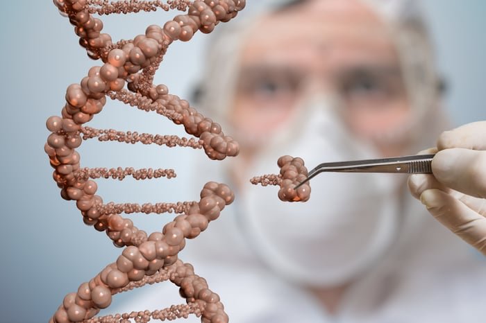 Scientist altering DNA.