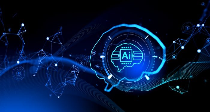 A digital rendering of a brain labeled Ai.