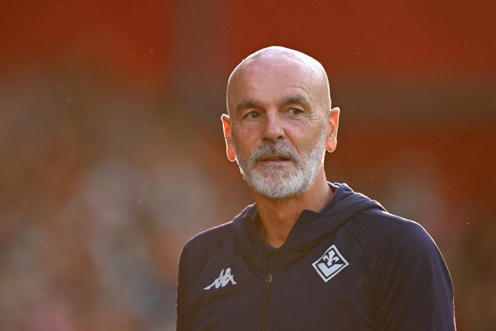 NOTTINGHAM, ENGLAND - AUGUST 05: Stefano Pioli, Head Coach of Fiorentina, looks on prior to the pre-season friendly match between Nottingham Forest and ACF Fiorentina at City Ground on August 05, 2025 in Nottingham, England. (Photo by Clive Mason/Getty Images) (Kean interview)