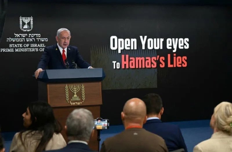 Prime Minister Benjamin Netanyahu speaks to international media on the Gaza war, in Jerusalem, August 10, 2025 (credit: CHAIM TZACH/GPO)