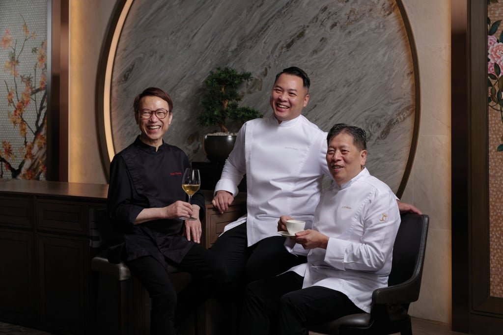 Chefs Chan Siu Kei, Ricky Cheung and Jayson Tang are teaming up to present the six-hands Yunnan wild mushrooms experience at JW Marriott Hotel Hong Kong. Photo: Handout