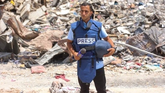 Anas Al-Sharif reporting from Gaza last year.