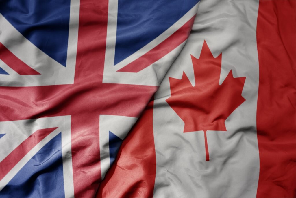 The flags of the UK and Canada