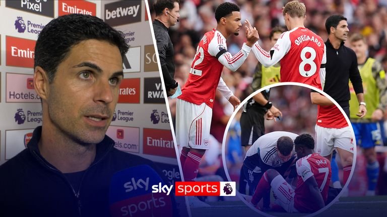 Arsenal boss Mikel Arteta gives an update on Martin Odegaard and Bukayo Saka as the pair were forced off injured during Arsenal's 5-0 victory over Leeds.