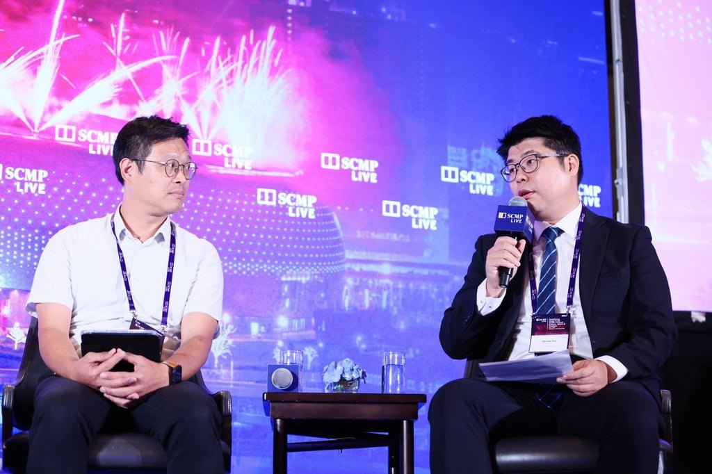 Derek Tse (right), Eco Travel general manager, and Ken So, chief executive of the Conservancy Association, speak at the Redefining Hong Kong conference on September 1, 2025. Photo: Kong Yat-pang