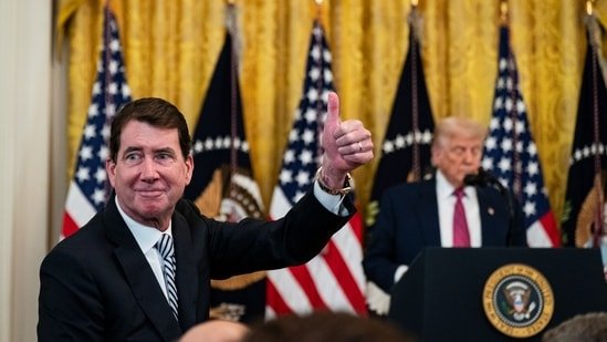 Senator Bill Hagerty, a Republican from Tennessee, is recognized by US President Donald Trump during a signing ceremony in the White House.(Bloomberg)