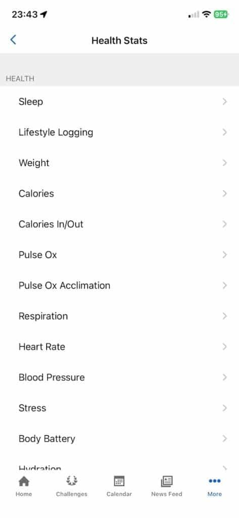 Garmin Lifestyle logging